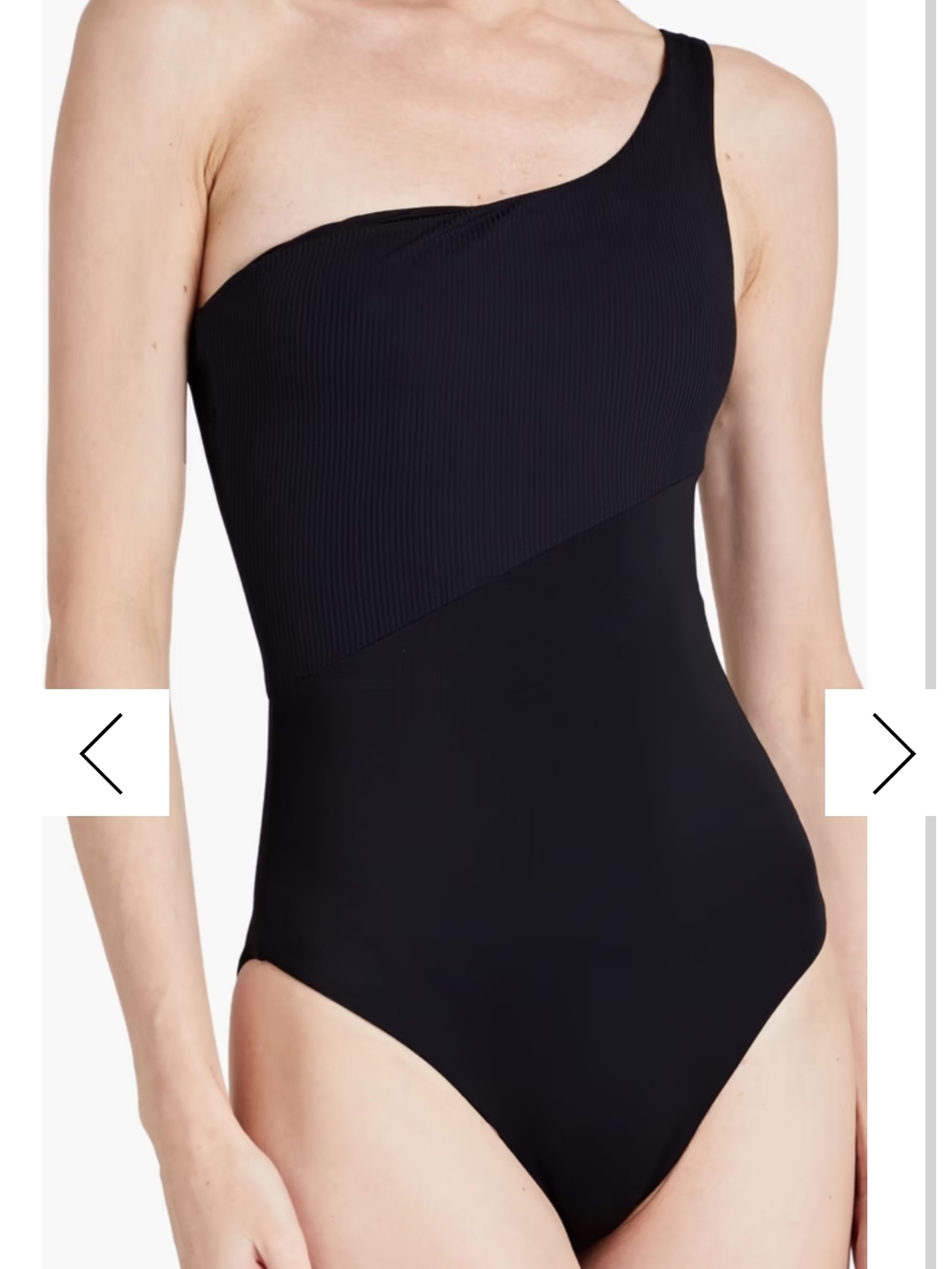 Onia Black One-Shoulder Ribbed One-Piece Swimsuit